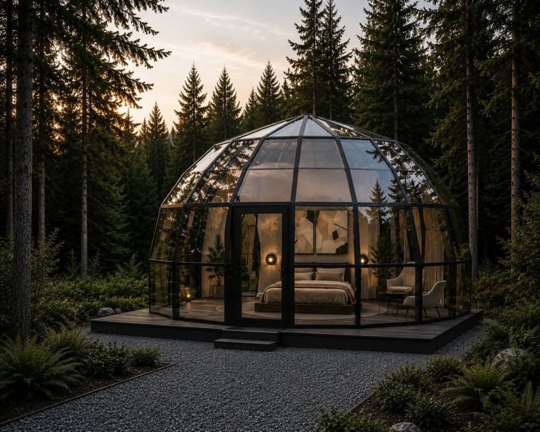 Ένας θόλος SkyLodge ανάμεσα στα δέντρα