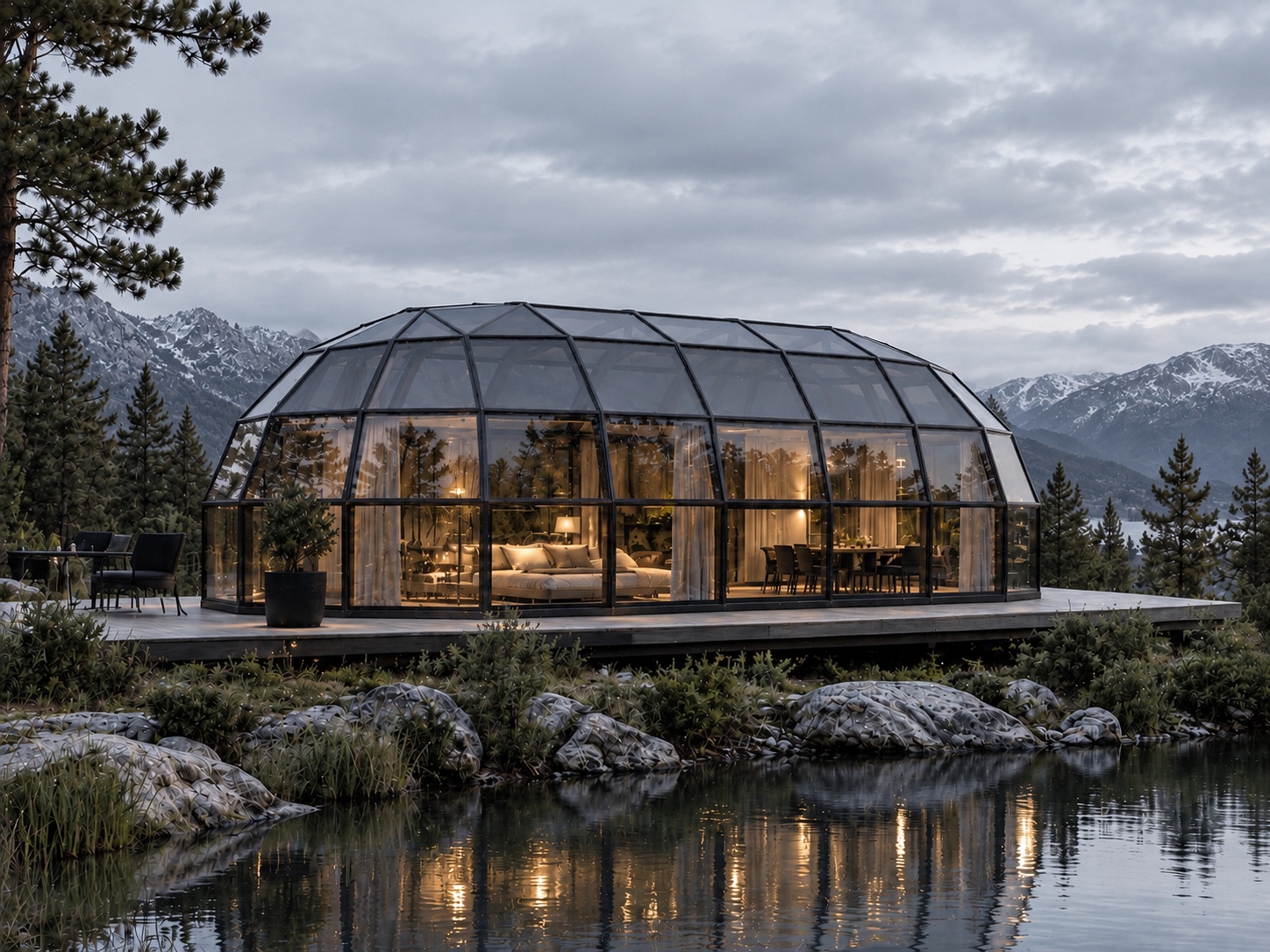 Διπλός υαλωμένος θόλος SkyLodge S6, 64&ndash;73 m²