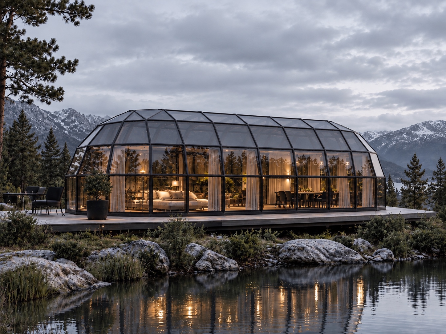 Διπλός υαλωμένος θόλος SkyLodge S8, 114&ndash;130 m²
