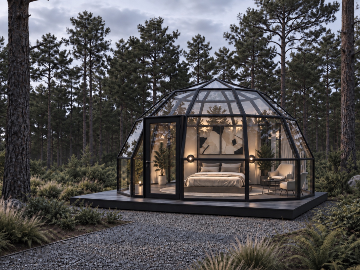 Υαλωμένος θόλος glamping SkyLodge 5, 20 m²