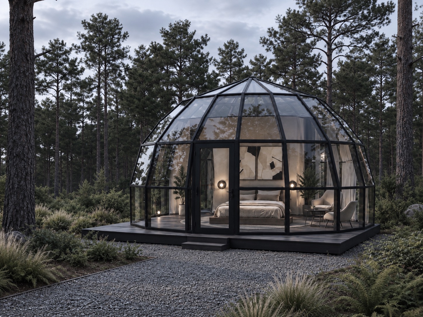 Υαλωμένος θόλος glamping SkyLodge 6, 28&ndash;35 m²