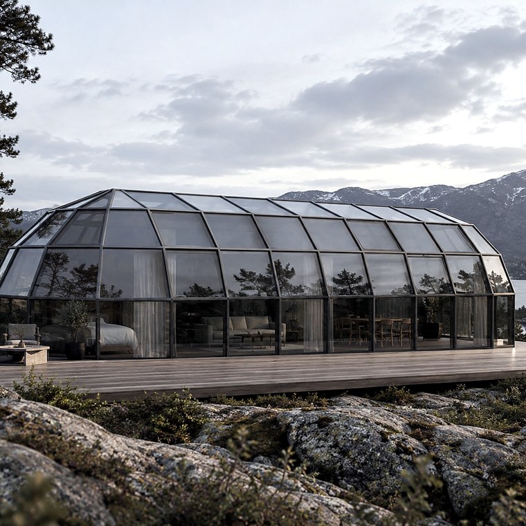 SkyLodge S8: πανοραμικός θόλος 8 &times; 16 m